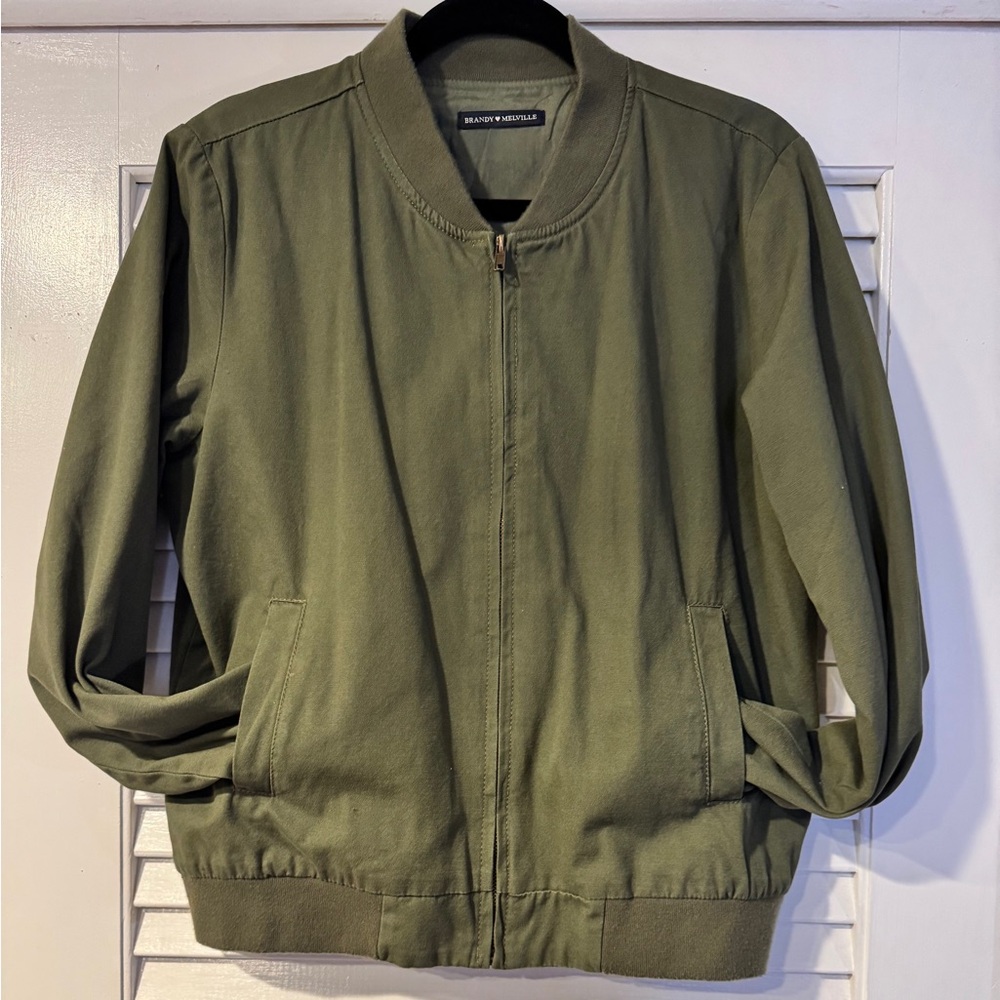 Brandy Melville Kasey Olive Green Bomber - Picture 1 of 4